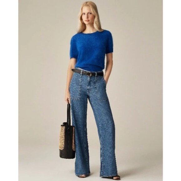 NOT FOR SALE J Crew Brushed Cashmere Sweater Tee Relaxed Fit Cobalt Blue - Picture 3 of 8